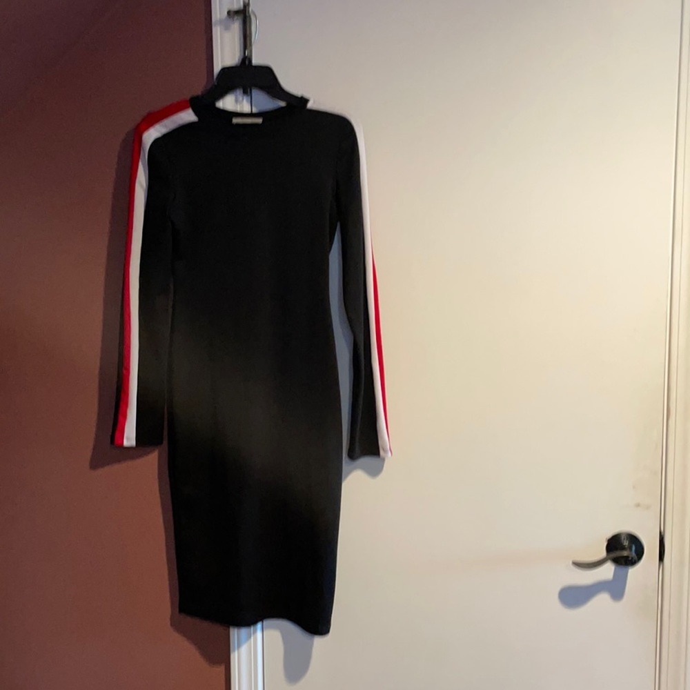 Black knit striped dress